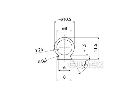 Silikónový profil tvarový s dutinkou, 11,6x10,5mm, 60°ShA, -60°C/+180°C, transparentný